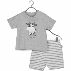BLUE SEVEN Baby 2er-Set Milk Shirt + Shorts Mittelgrau