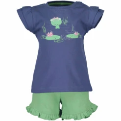 BLUE SEVEN Girls 2er Set T-Shirt + Shorts Jeansblau