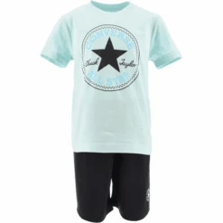 Converse Set T-Shirt Und Kurze Hose Hellblau/schwarz