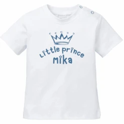 Schnullireich Baby T-Shirt (Kurzarm) Mit Namen Weiß – Kleiner Prinz Weiß